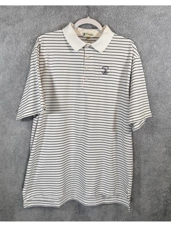 Other - Vintage Old Marsh Golf Club Polo Shirt White Black Stripe Robert Bryan Size L